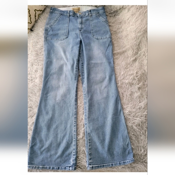 NEW Y2k Democracy Ab Solution Wide Leg Jeans Patch Pocket Stretch Medium Wash 14 - Picture 4 of 10